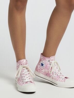 Pink Paisley High-Top Canvas Sneakers